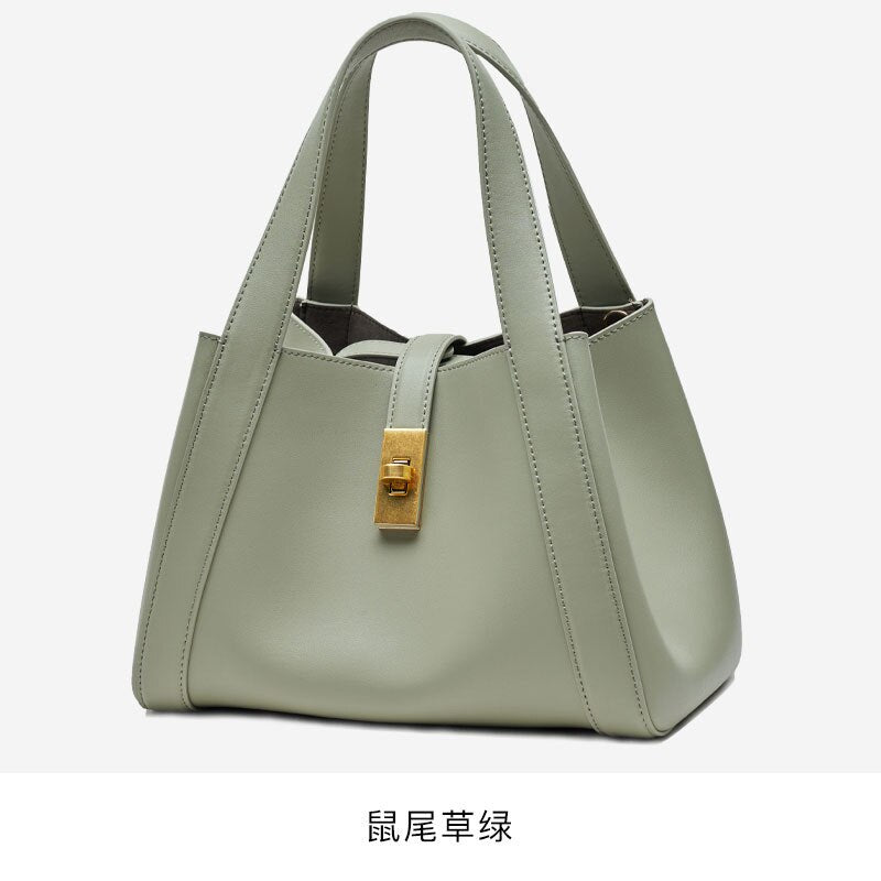 Fashionable Soft Genuine Leather Women Luxury Designer Bags Chic Shoulder Basket Bag Party Female Mini Tote Purses Black 2022
