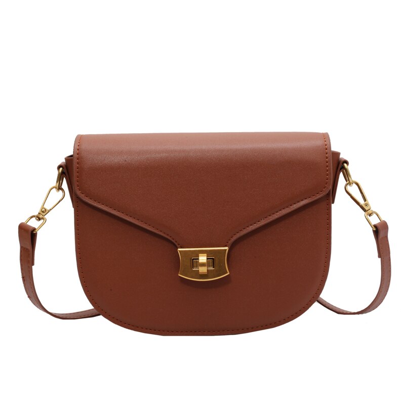 Simple Casual Small Flap Women's Top Handle Bag Quality Solid Color Pu Leather Shoulder Bag Elegant Metal Lock All Match Handbag
