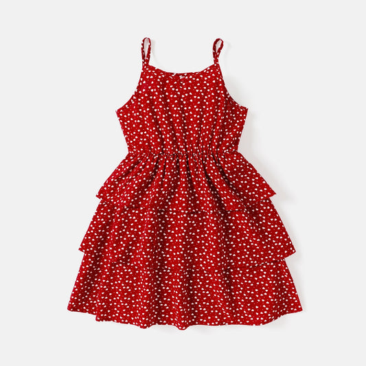 PatPat Valentine's Day Kid Girl Polka dots Layered Slip Dress