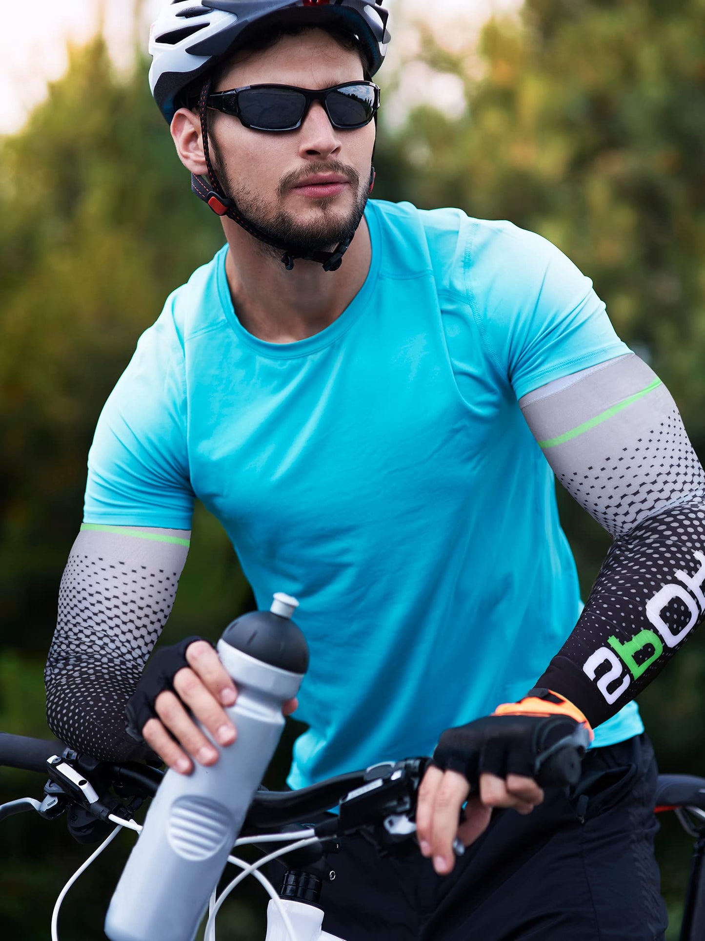 UV Solar Cycling Arm Sleeves For Men Ice Silk Sunscreen Cooling Bicycle Sports Hand Sleeves Solar Protection for Riding Running