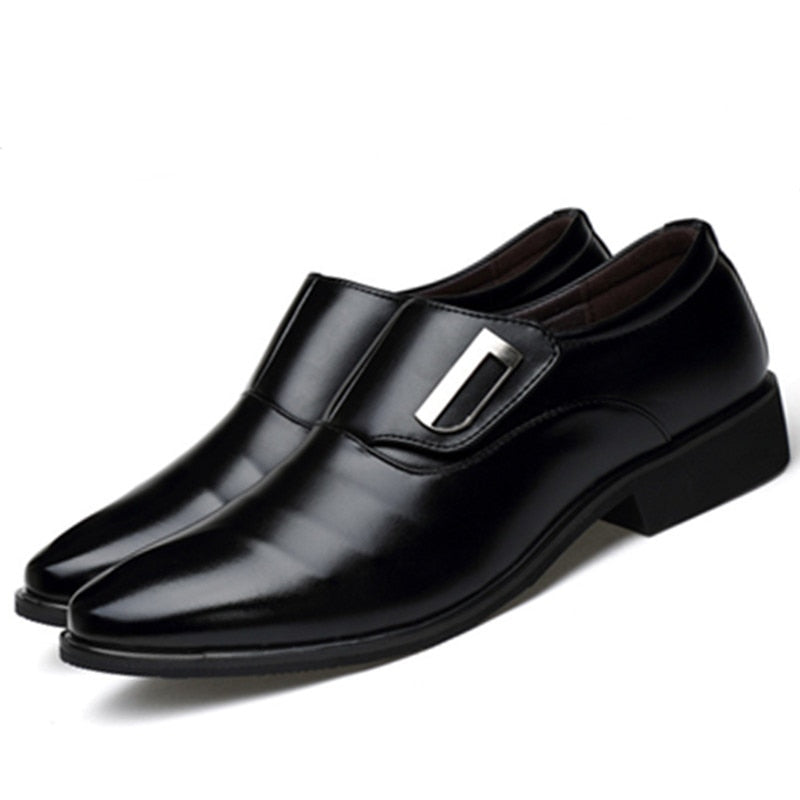 Hot Sales Luxury Brand PU Leather Fashion Men Business Dress Loafers Pointy Black Shoes Breathable Formal Wedding Shoes 38-48