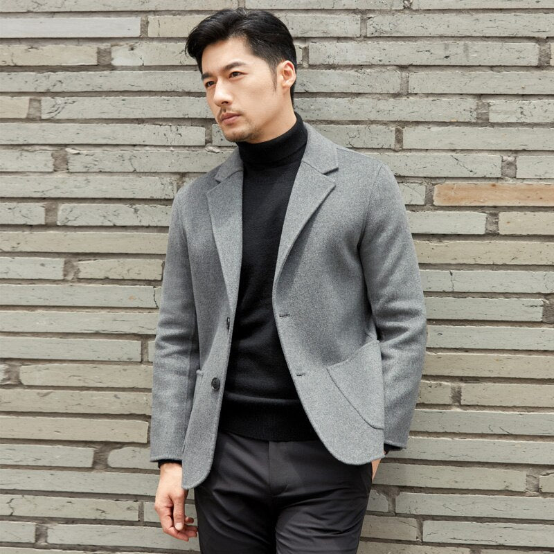 Autumn And Winter 2022 New 100% Australian Pure Wool Coat Medium Ength Casual Business Versatile Reversible Coat Men