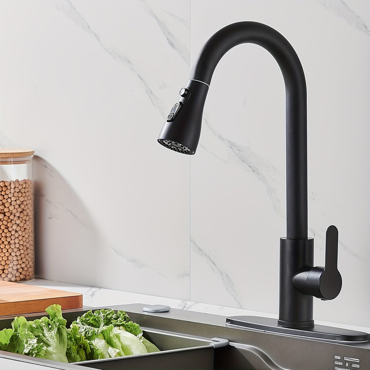 ECLERBC Single Handle High Arc Brushed Nickel Pull Out Kitchen Faucet, Single Level Stainless Steel Kitchen Sink Faucets With Pull Down Sprayer For Kitchen Bathroom (Brushed Nickel)