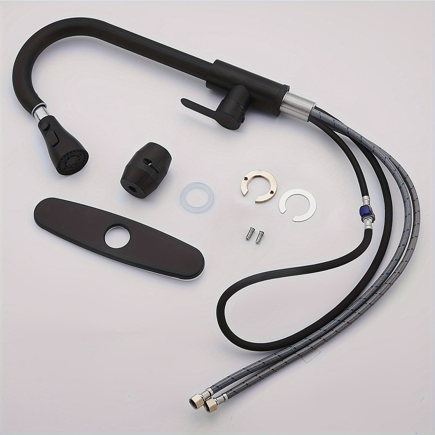 ECLERBC Single Handle High Arc Brushed Nickel Pull Out Kitchen Faucet, Single Level Stainless Steel Kitchen Sink Faucets With Pull Down Sprayer For Kitchen Bathroom (Brushed Nickel)