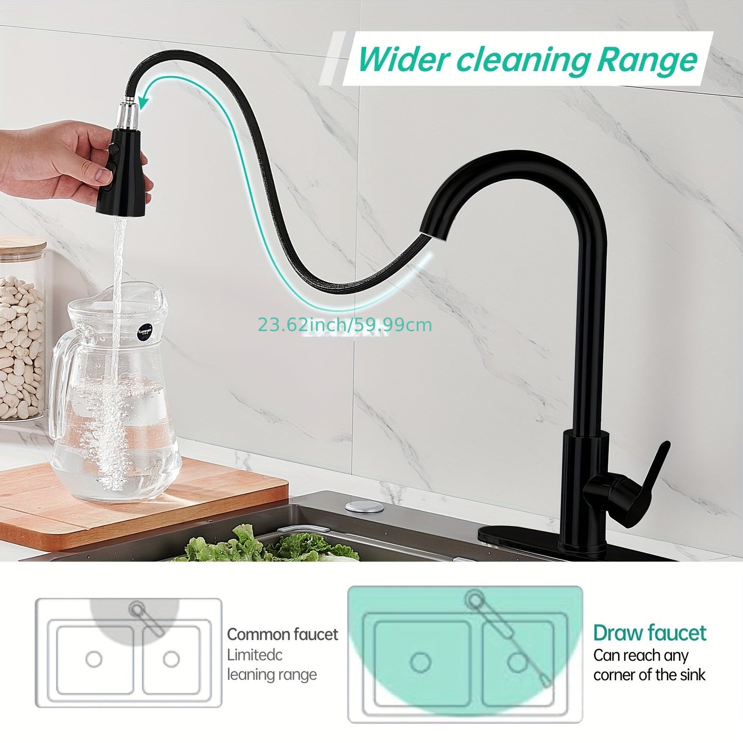 ECLERBC Single Handle High Arc Brushed Nickel Pull Out Kitchen Faucet, Single Level Stainless Steel Kitchen Sink Faucets With Pull Down Sprayer For Kitchen Bathroom (Brushed Nickel)