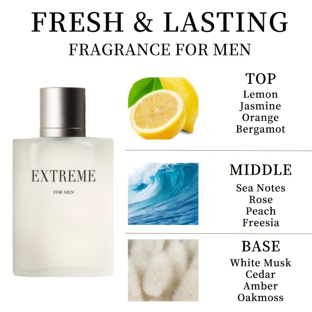 3.4 Fl Oz Men's Eau De Toilette Spray - A Aromatic Aquatic Fragrance For Men-With Lime, Lemon, Bergamot, Jasmine, Orange, Mandarin Orange And Neroli- Medium Intensity Perfume