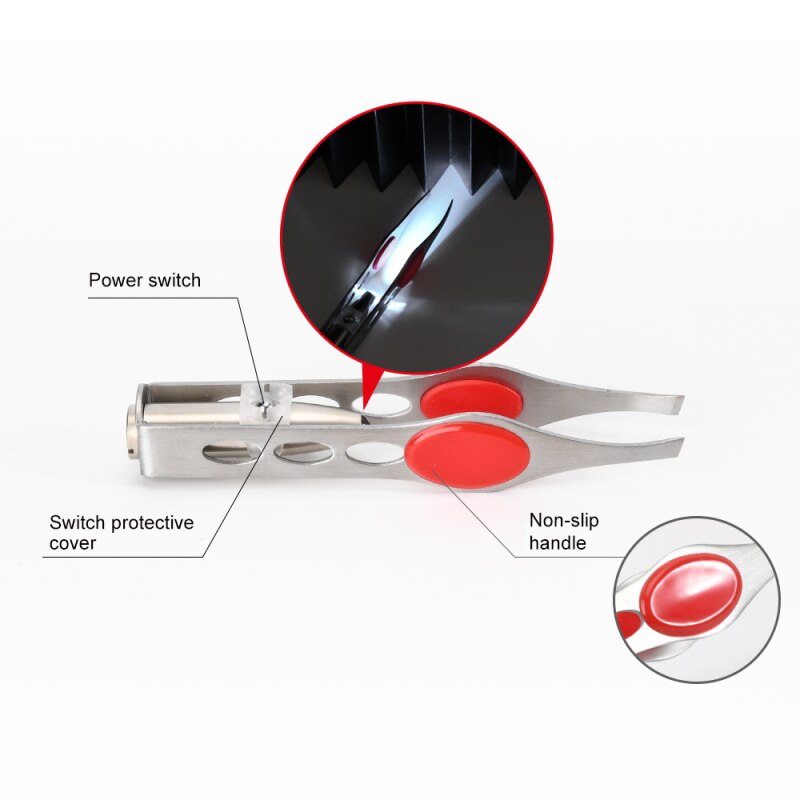24PCs Stainless Steel LED Eyebrow Clip High Quality Tweezer LED Lighting Eyelash Clip Makeup Tools  Accessories