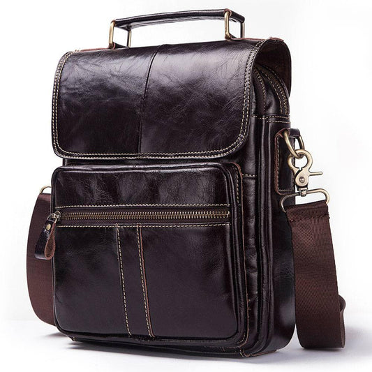 HUMERPAUL Genuine Leather Shoulder Bag Casual Men Crossbody Messenger Bags Top Quality Vintage Male Handbag Bolsos for 7.9" Ipad