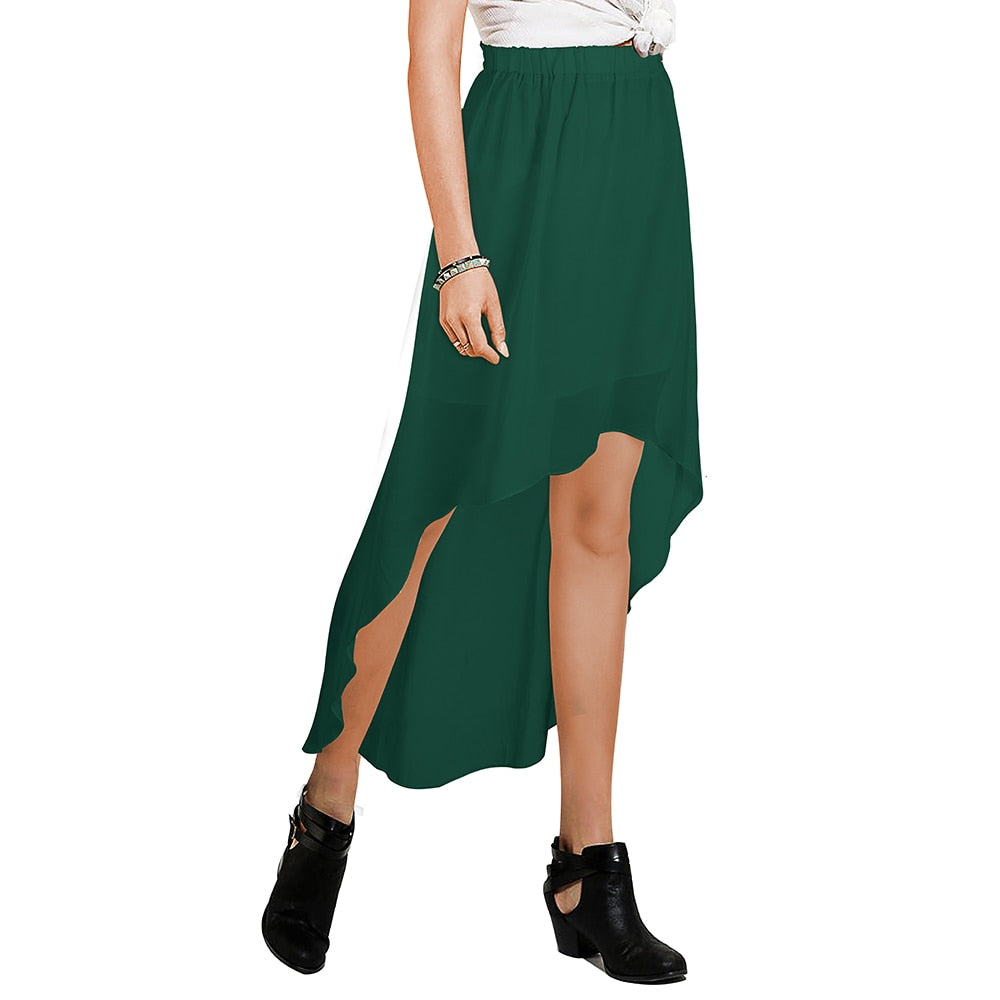 Nice-forever Summer Women Solid Color Swing Elastic Skirt Casual Flare Skirts bty361