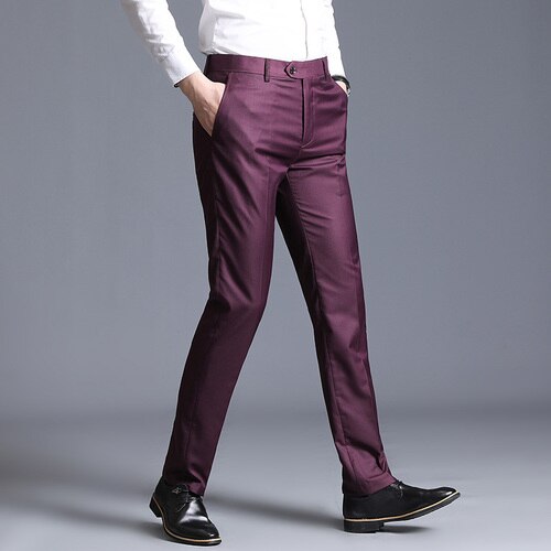 New Men Suit Pants Summer Men Dress Pants Straight Business Office Trousers Mens Formal Pants Classic Male Black Dress Trousers