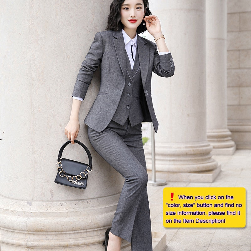 Lenshin Women Quality Suit Set Office Ladies Work Wear Women OL Pant Suits Formal Female Blazer Jacket  Vest trousers 3 Pieces