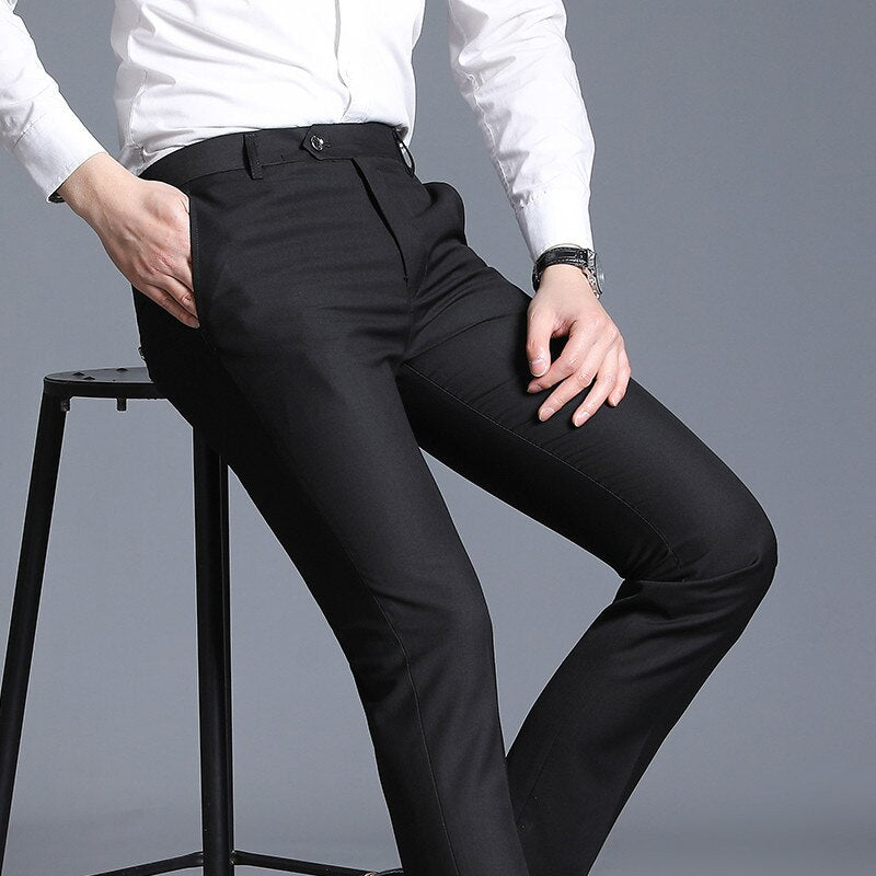 New Men Suit Pants Summer Men Dress Pants Straight Business Office Trousers Mens Formal Pants Classic Male Black Dress Trousers