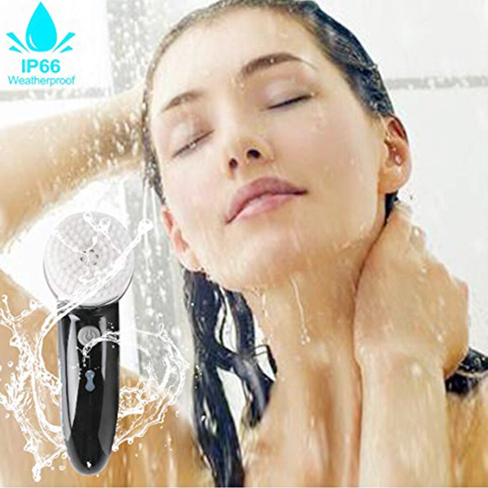 Facial Cleansing Brush Sonic Vibration Mini Face Cleaner Silicone Deep Pore Cleaning Electric Waterproof Massage with 4 Heads