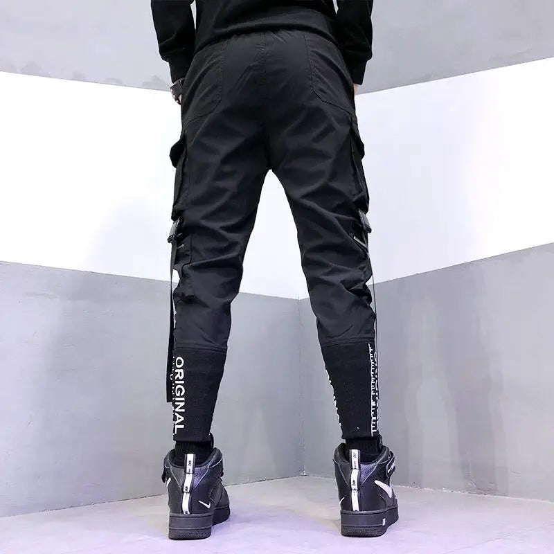 Men's Retro High Streetwear Cargo Pants Men Loose Straight Casual Sweatpants Joggers