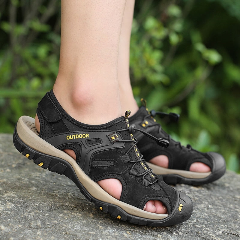 Hot Sale Summer Men&#39;s Sandals Outdoor Non-slip Men&#39;s Beach Sandals Handmade Genuine Leather Men&#39;s Shoes Fashion Men Sneakers