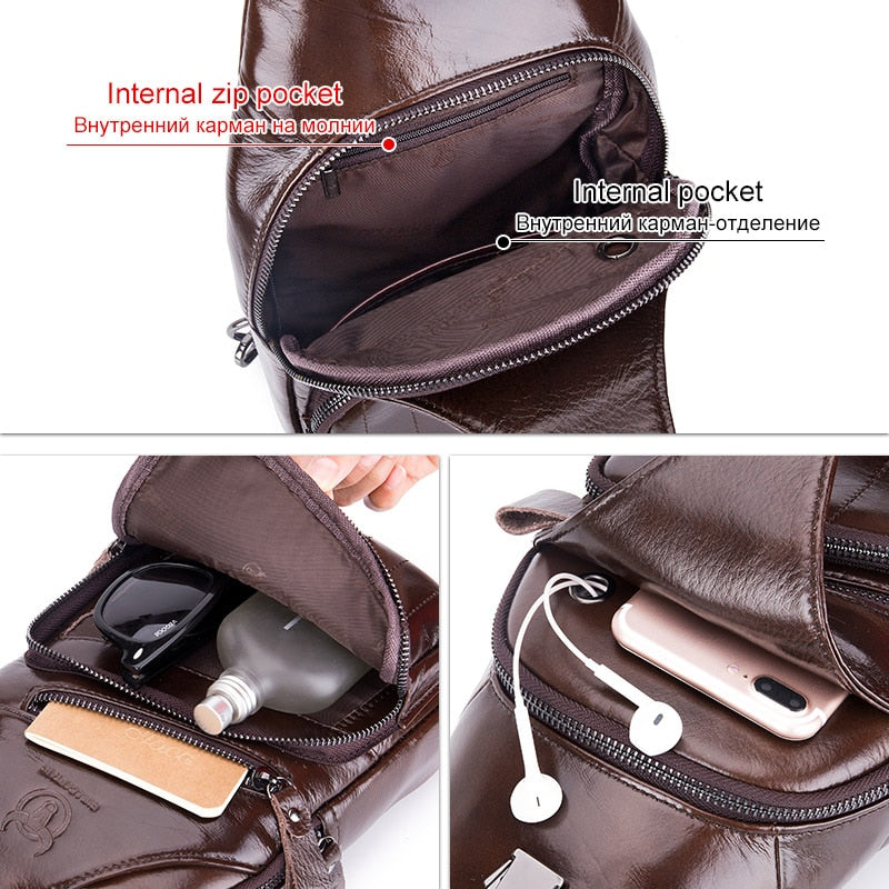 BULLCAPTAIN 2021 Genuine Leather Chest Bag Men's Fashion Style Casual Straddle Bag Business Large Capacity Leather Men's Luggage