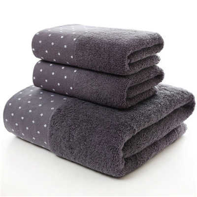 Cotton Bath Towel Set for Bathroom 2 Hand Face Towels 1 Bath Towel for Adult White Brown Grey Terry Washcloth Travel Sport Towel