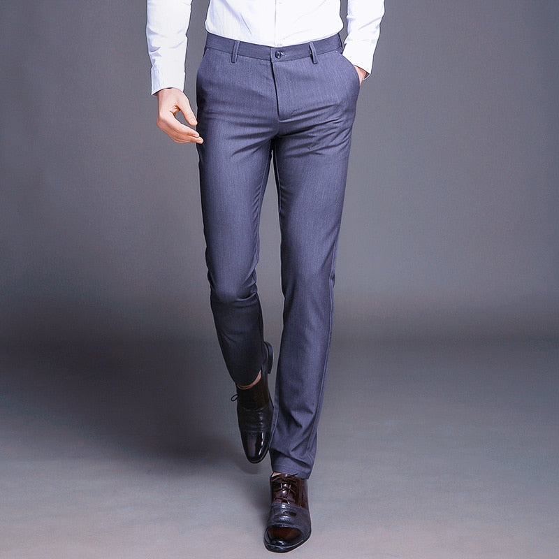 New Fashion High Quality Men Suit Pants Straight Spring Autumn Long Male Classic Business Casual Trousers Slim Fit Full Length