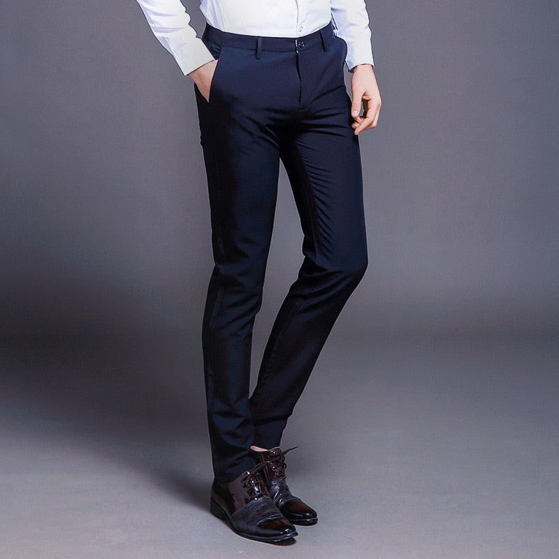 New Fashion High Quality Men Suit Pants Straight Spring Autumn Long Male Classic Business Casual Trousers Slim Fit Full Length