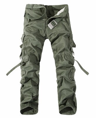 Cargo Pant Men Multi-Pocket Overall Male Combat Cotton Straight Trousers Army Casual Joggers Pants Plus Size 42 Full Length