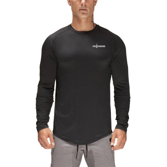 Mens Brand Gym Clothing Mesh Running Long Sleeve T-Shirt Tight Tops Tees Homme Solid Quick Dry Bodybuilding Fitness Tshirt