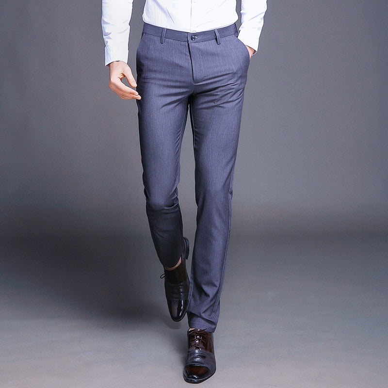 New Fashion High Quality Men Suit Pants Straight Spring Autumn Long Male Classic Business Casual Trousers Slim Fit Full Length
