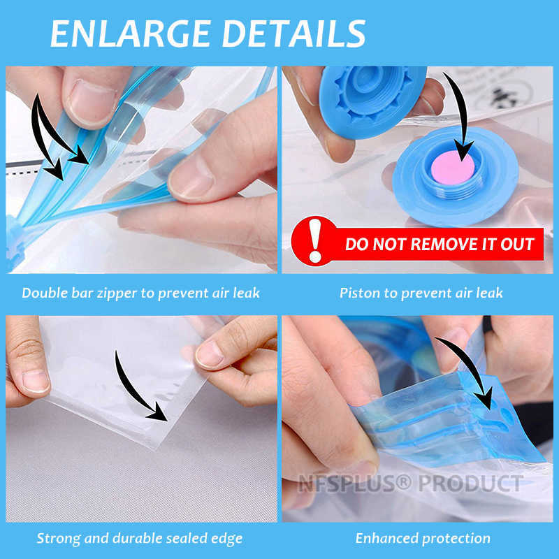 5PCS Vacuum Storage Bag for Cloth Quilt Under Bed Storage Underbed Wardrobe Transparent Air Pump Foldable Compressed Vacuum Bags