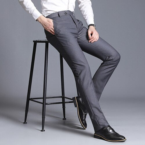 New Men Suit Pants Summer Men Dress Pants Straight Business Office Trousers Mens Formal Pants Classic Male Black Dress Trousers