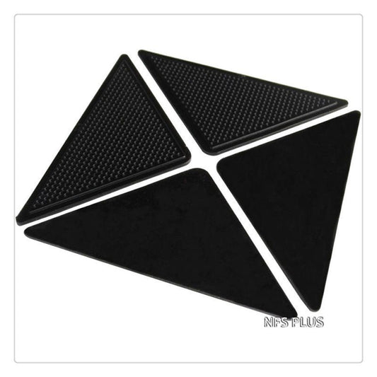 4 Pack Sticky Mat Carpet Rug Grippers 10.5x10.5x15cm Triangle Anti Slip Silicone Washable Reusable Floor Mat Door Carpet Pad