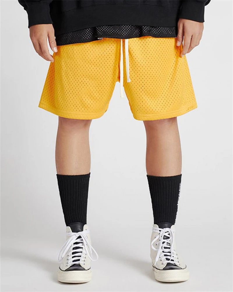 New Men Gym Fitness Bodybuilding Shorts Man Summer Workout Male Breathable Mesh Quick Dry Sportswear Jogger Beach Short Pants