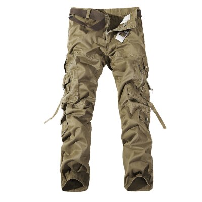 Cargo Pant Men Multi-Pocket Overall Male Combat Cotton Straight Trousers Army Casual Joggers Pants Plus Size 42 Full Length
