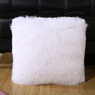 Plush Sofa Cushion Cover 43x43cm Square Pillowcase Solid White Black Red Purple Green Grey Decorative Throw Pillow Covers Cases