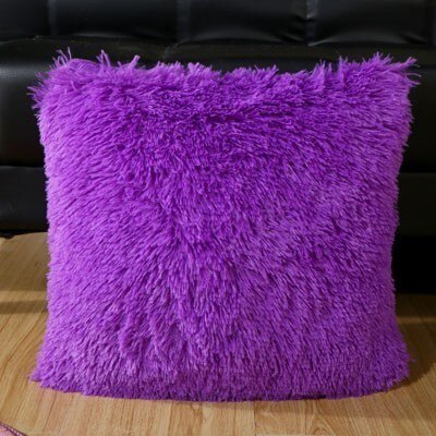Plush Cushion Cover Pillowcase for Sofa Chair 43x43cm White Black Red Purple Green Grey Home Decorative Throw Pillow Case Covers