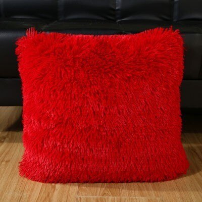 Plush Cushion Cover Pillowcase for Sofa Chair 43x43cm White Black Red Purple Green Grey Home Decorative Throw Pillow Case Covers