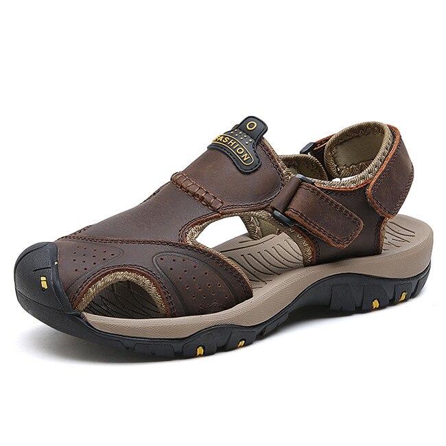 MIXIDELAI New Summer Men&#39;s Shoes Outdoor Casual Shoes Sandals Genuine Leather Non-slip Sneakers Men Beach Sandals Big Size 38-46