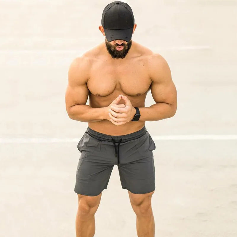 New Brand Shorts Mens Bodybuilding Fast Dry Boardshorts Joggers Men Trunks Summer Male Gyms Fitness Workout Beach Shorts