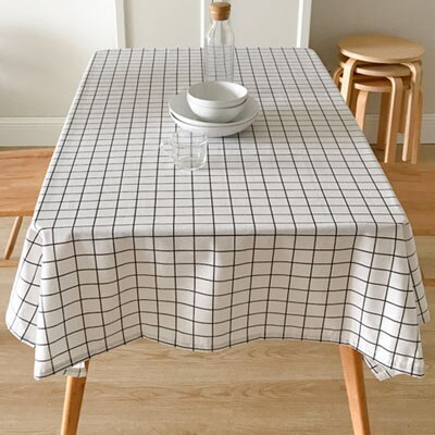 Plaid Table Cloth 3 Colors 8 Sizes Cotton Linen Blending Fabric White Grey Black Tablecloth Table Covers Decoration