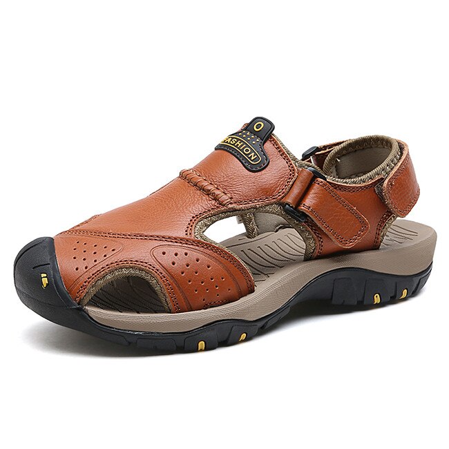 MIXIDELAI New Summer Men&#39;s Shoes Outdoor Casual Shoes Sandals Genuine Leather Non-slip Sneakers Men Beach Sandals Big Size 38-46