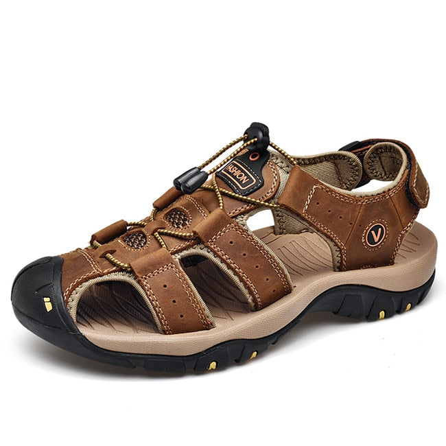 MIXIDELAI Genuine Leather Men&#39;s Shoes Summer Men&#39;s Sandals Men Sandals Fashion Outdoor Beach Sandals And Slippers Big Size 38-48
