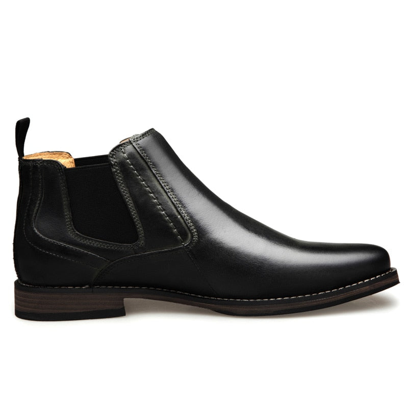 VRYHEID Genuine Leather Men's Chelsea Boots High Top Casual Comfort Dress Shoes Fashion Brown Chukka Ankle Boots Plus Size 42-50