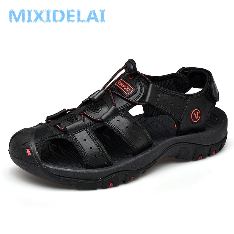MIXIDELAI Genuine Leather Men&#39;s Shoes Summer Men&#39;s Sandals Men Sandals Fashion Outdoor Beach Sandals And Slippers Big Size 38-48