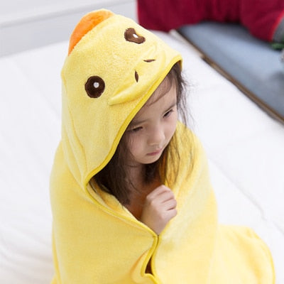 Velvet Baby Hooded Bath Towel for Kids Children Cute Rabbit Duck Beer Styles Poncho Bathrobe Bath Robe Travel Beach Towel