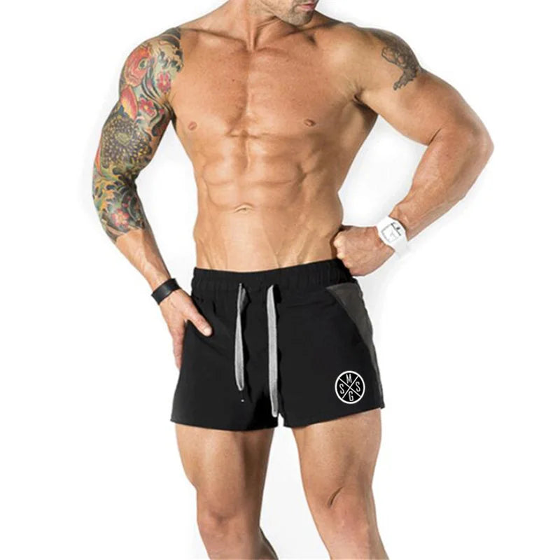 Mens Summer Fitness Shorts Fashion Compression Fast drying Gyms Bodybuilding Joggers Shorts Slim Fit clothing Sweat Short Pants