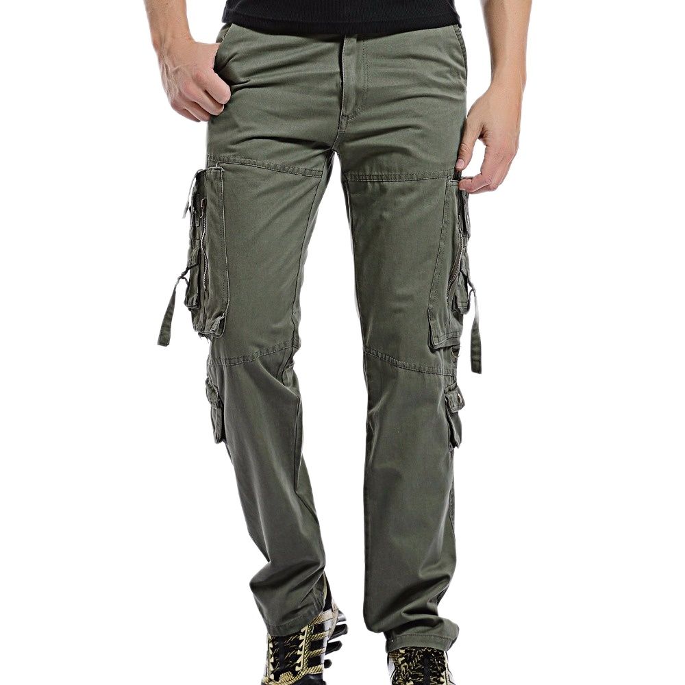 Cargo Pant Men Multi-Pocket Overall Male Combat Cotton Straight Trousers Army Casual Joggers Pants Plus Size 42 Full Length
