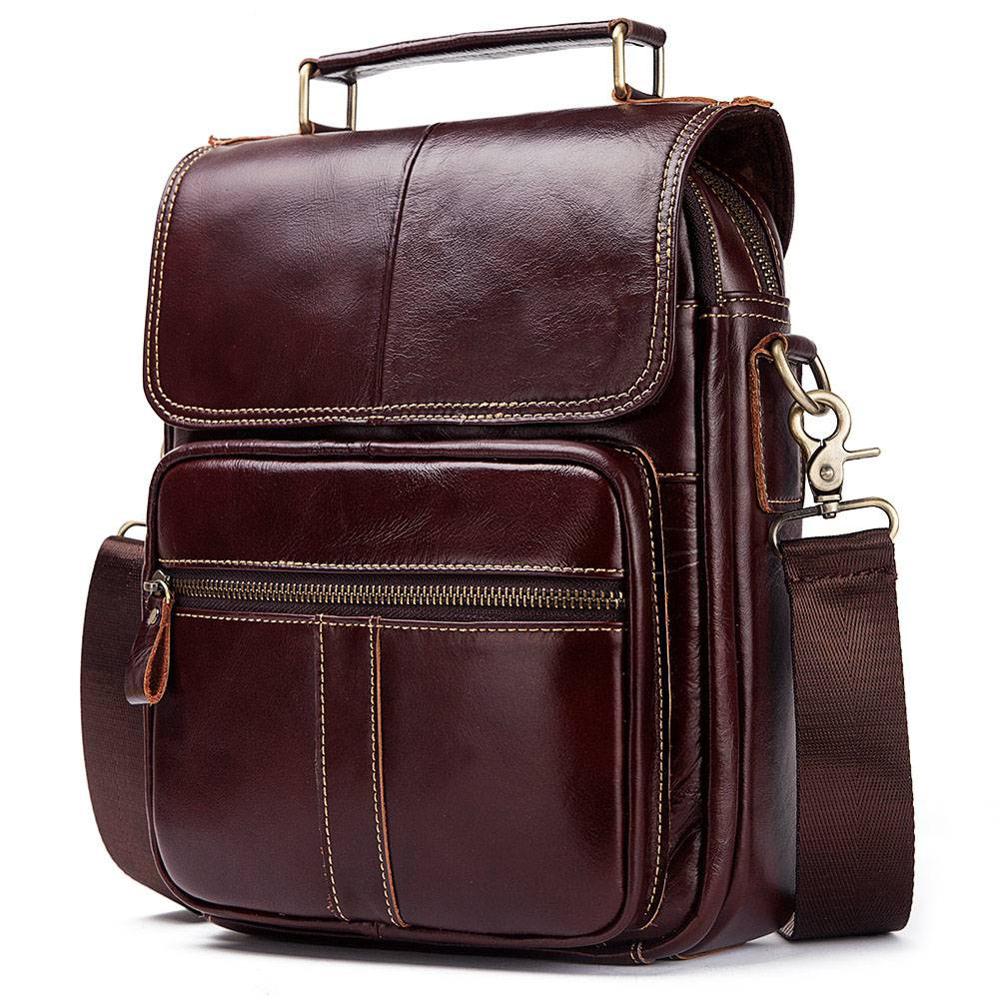 HUMERPAUL Genuine Leather Shoulder Bag Casual Men Crossbody Messenger Bags Top Quality Vintage Male Handbag Bolsos for 7.9" Ipad
