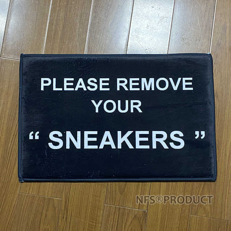 Custom Door Mat Floor Carpet 40x60CM Black Flannel Fabric REMOVE SNEAKERS KEEP OFF Printed Non Slip Home Decorative Doormat Rug