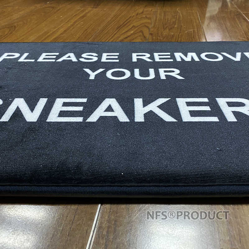 Custom Door Mat Floor Carpet 40x60CM Black Flannel Fabric REMOVE SNEAKERS KEEP OFF Printed Non Slip Home Decorative Doormat Rug