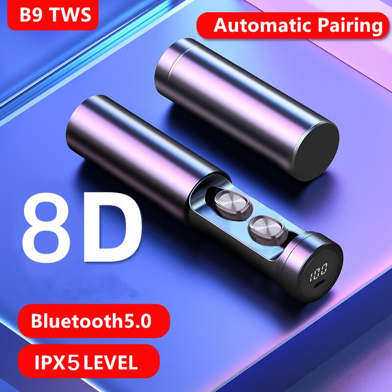 B9 TWS Bluetooth Earphones True  Wireless Earphone 8D HIFI Sport With MIC Earbuds Gaming Music Headset For Xiaomi Huawei Iphone