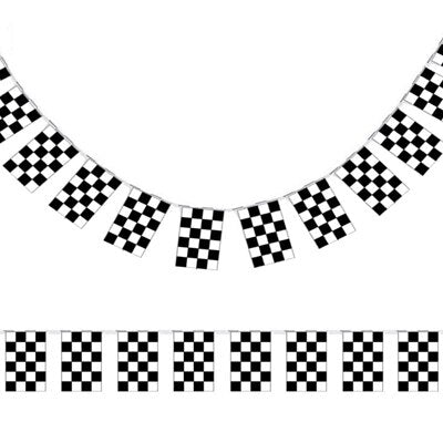 F1 Sport Checkered Flags Auto Racing Black and White Chequered Printed 14x21cm Rectangle Triangle Decorative Hanging Flag Banner