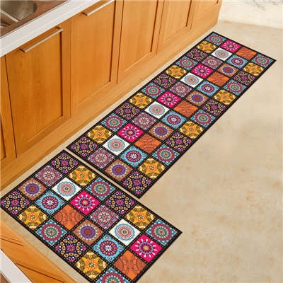 Geometric Kitchen Carpet Floor Mat Rugs Polyester Fiber Printed Home Decorative Anti-Slip Hallway Door Mats Entrance Doormat